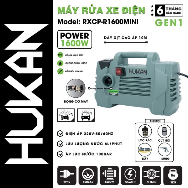 Máy Rửa Xe Dùng Điện 220V Hukan RXCP-R1600MINI