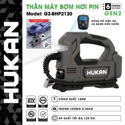 Máy bơm hơi pin HUKAN G2-BHP2120, 120w Nặng 940gram, Áp suất tối đa 120 psi