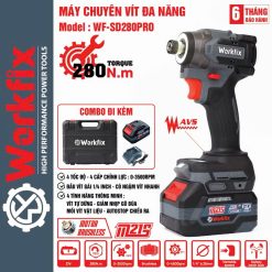Chuyên Vít Búa Workfix 280Nm – Động Cơ Không Chổi Than, Bộ 2 Pin Mạnh Mẽ, Bền Bỉ, Bảo Hành 6 Tháng